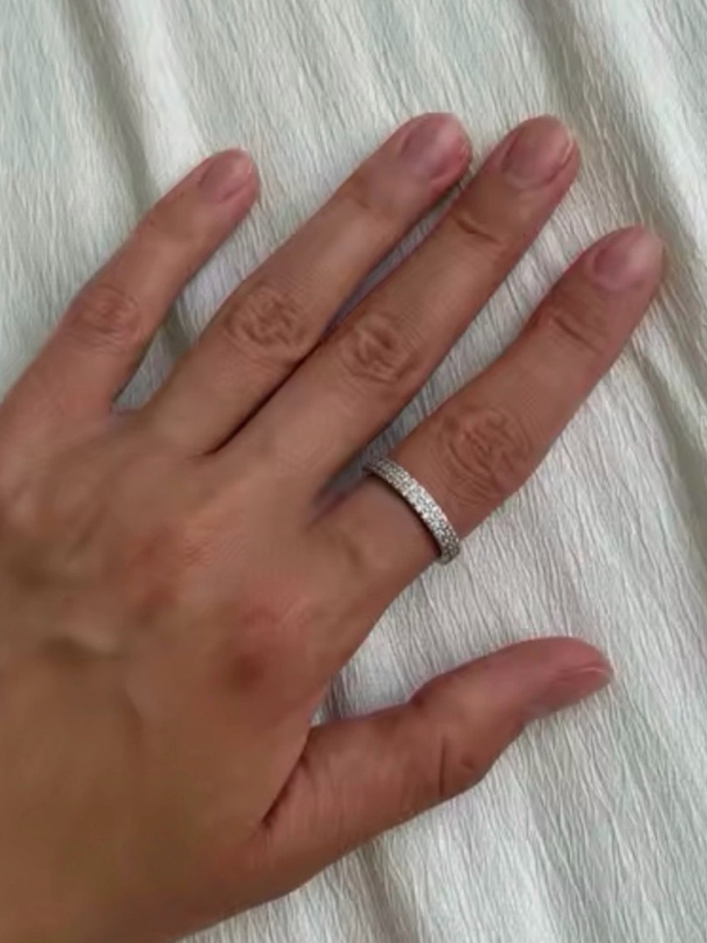 Silver Ring Triple-Row Pavé Band Ring in Silver with Clear Stones  High Quality